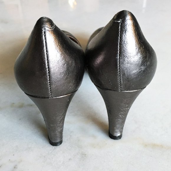 Worn 1x! Marc Jacobs pewter metallic shiny foil pumps high heel shoes 6.5 / 36.5 - Picture 3 of 8